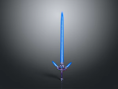 Blue Glowing Fantasy Sword Weapon With Decorative Hilt And Sharp Blade 3d model