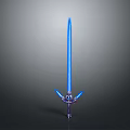 Blue Glowing Fantasy Sword Weapon With Decorative Hilt And Sharp Blade 3d model