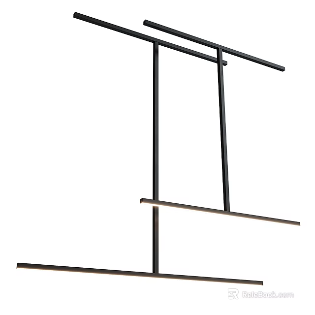 Modern Chandelier Design With Black Metal Frame And Horizontal Structure 3d model