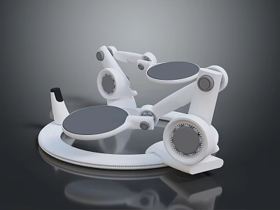 White Biomorphic Mechanical Character With Circular Components And Joint Structures On Black Background 3d model