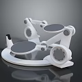 White Biomorphic Mechanical Character With Circular Components And Joint Structures On Black Background