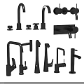 Black Faucets In Various Modern Styles For Kitchen And Bathroom Use 3d model