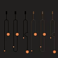 Modern Minimalist Pendant Lights With Black And Gold Curved Metal Frames And Round Bulbs