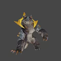 Fantasy Wolf Creature With Yellow Spiked Accents Muscular Build And Sharp Claws