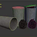 Ribbed Metal Trash Cans With Lids Tipped Over Bin And Black Trash Bags