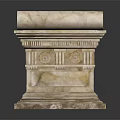 Ancient Marble Sarcophagus With Decorative Carvings SORD Inscription And Ornate Base