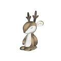 Soft Plush Stuffed Deer Toys With Brown And White Antlers And Cute Sitting Design