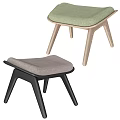 Minimalist Modern Stools With Green And Gray Upholstered Seats And Light Wood Black Legs