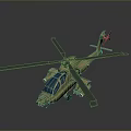 Olive Drab Military Helicopter Scale Model With Rotor Blades And Cockpit