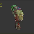 Artistic Green Lion Head Sculpture Carving With Decorative Wings And Intricate Curved Patterns