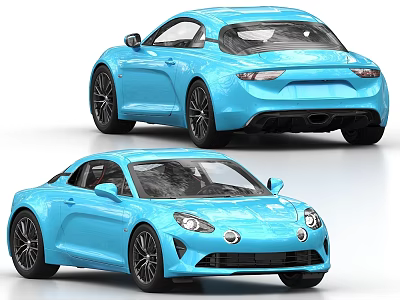 Blue Two Door Sports Car With Sleek Exterior And Aerodynamic Design 3d model