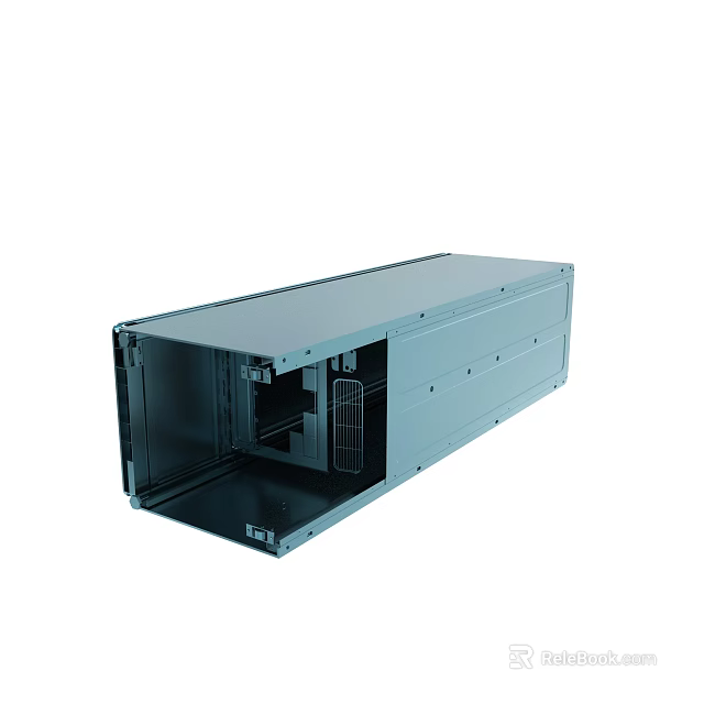 Open Metal Enclosure With Internal Shelf And Industrial Design Features 3d model 