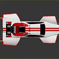 White And Red Supreme Race Car With Streamlined Body Red Stripes And Black Wheels