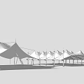 Modern Tensile Membrane Canopy Structures With Row Of Supporting Columns Outdoor