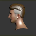 3D Character Head Model With Brown Hair And Blue Eyes Rendering