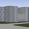 Modern Office Building Complex With Glass Facade And Sleek Architectural Design 3d model