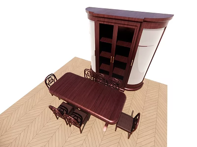 Restaurant set table and chair cabinet 3d model