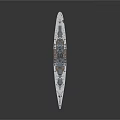 Detailed Grey Battleship With Large Hull Multi Layered Upper Structure Turrets And Radar Antennas