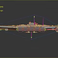 3D Rendered Warship Model Gray Red Body Multiple Decks And Reflection