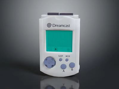 Dreamcast Handheld Electronic Device With Green Screen Sleep Mode A B Buttons And Control Knob 3d model