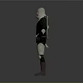 Armored Fantasy Character With Green Silver Armor And Helmet Standing Pose