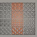 Architectural Components Featuring Diverse Geometric Patterns And Perforated Designs In Multiple Colors 3d model
