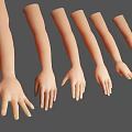 Realistic Male Arm Models in Six Different Poses Against Grey Background