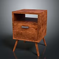 Wooden Nightstand Modern Design With Drawer And Metal Handle On Tapered Legs