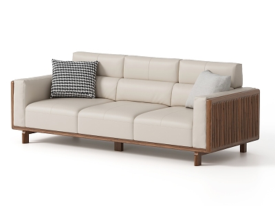 Nordic Living Room Three-Seat Sofa 3d model