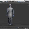 Game Movie Character Wearing Gas Mask With Bloody Lab Coat Holding Gun