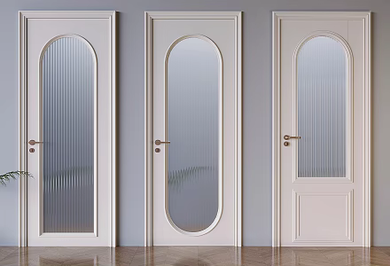 French Cream Style Glass Door Changhong Glass Swing Door French Solid Wood Single Door 3d model