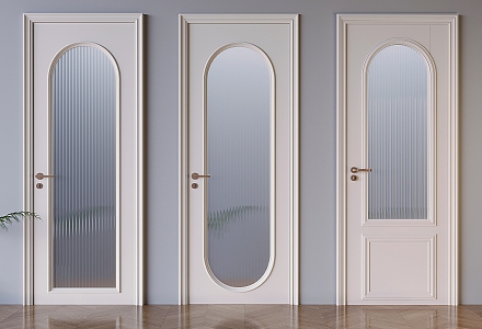 French Cream Style Glass Door Changhong Glass Swing Door French Solid Wood Single Door 3d model