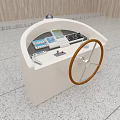 Yacht Helmsman Station Interior with Steering Wheel Control Panel and Dashboard 3d model