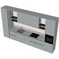 Modern White Kitchen Cabinets With Upper Lower Storage And Sink Countertop 3d model