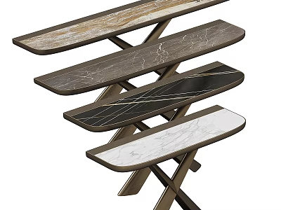 Commercial Folding Tables With Various Material Tabletops And X Shaped Metal Frames 3d model