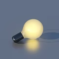 Glowing Light Bulb With Black Base On Gray Background Casting Shadow 3d model