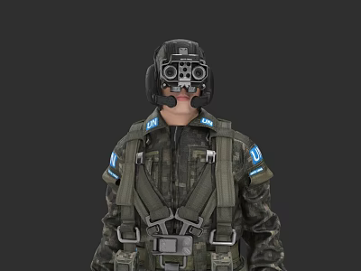 Game And Movie Character In Military Style Outfit With Helmet Goggles And Tactical Vest 3d model