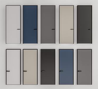 Modern swing door minimalist door combination 3d model