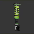 Car Shock Absorber With Green Coil Spring And Black Base Mount Automotive Part