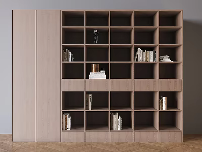 Song's Aesthetic Solid Wood Bookcase Floor Bookshelf Storage Cabinet Books Chinese Style Ornaments 3d model