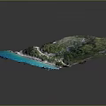 Stone and Wood Featured Natural Coastal Island Path with Green Vegetation Blue Sea Water