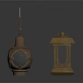Antique Metal Lanterns Featuring Spherical And Square Shapes With Ornate Details