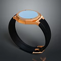 Elegant Luxury Watch With Rose Gold Case Black Strap And Blue Dial Design