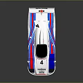 White Racing Car Model With Blue Red Stripes Number 4 And Shell Logo