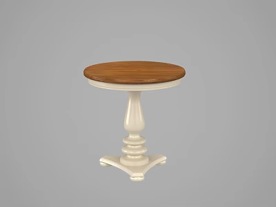 Modern Round Side Table With Wooden Top And White Spiral Base 3d model