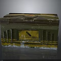 Weathered Metal Weapon Case With Brass Yellow Finish Lock And Ventilation Grilles