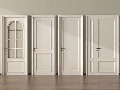 White Hinged Doors With Various Panel And Glass Designs For Interior 3d model