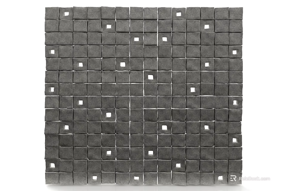 Modern Decorative Gray Square Tile Wall With White Grout And Small White Accents 3d model 