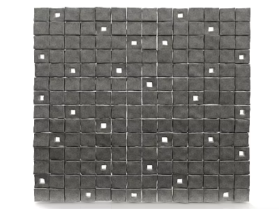 Modern Decorative Gray Square Tile Wall With White Grout And Small White Accents 3d model