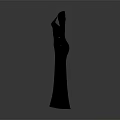 Black Female Figure Sculpture Carving With One Shoulder Long Dress Design